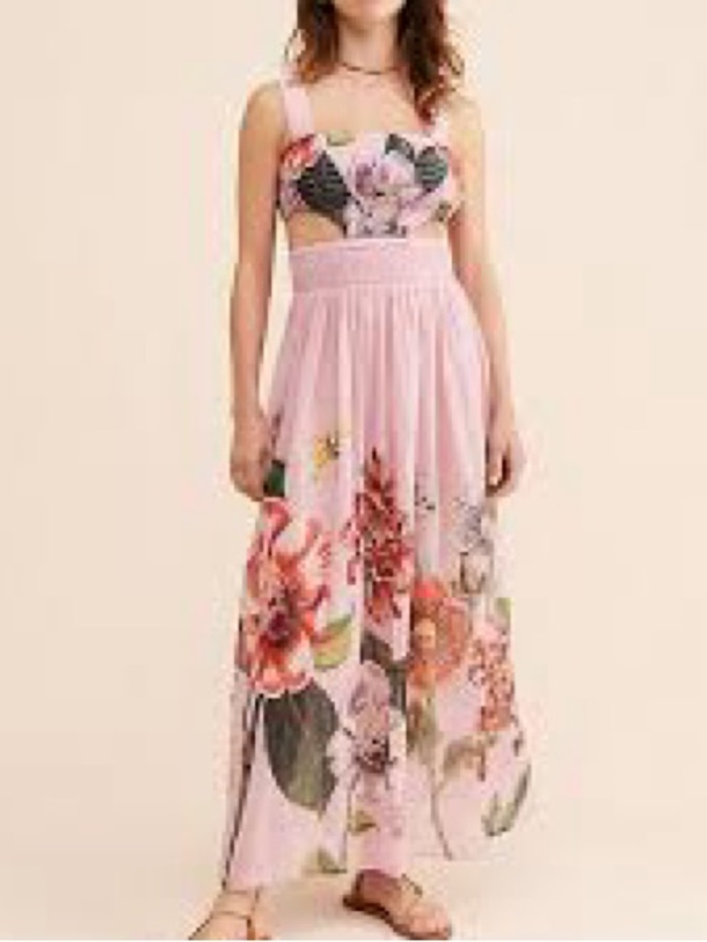 Anthropologie Piper Bandeau Cutout Floral Smocked Maxi Dress 1X NWT Boho Pink